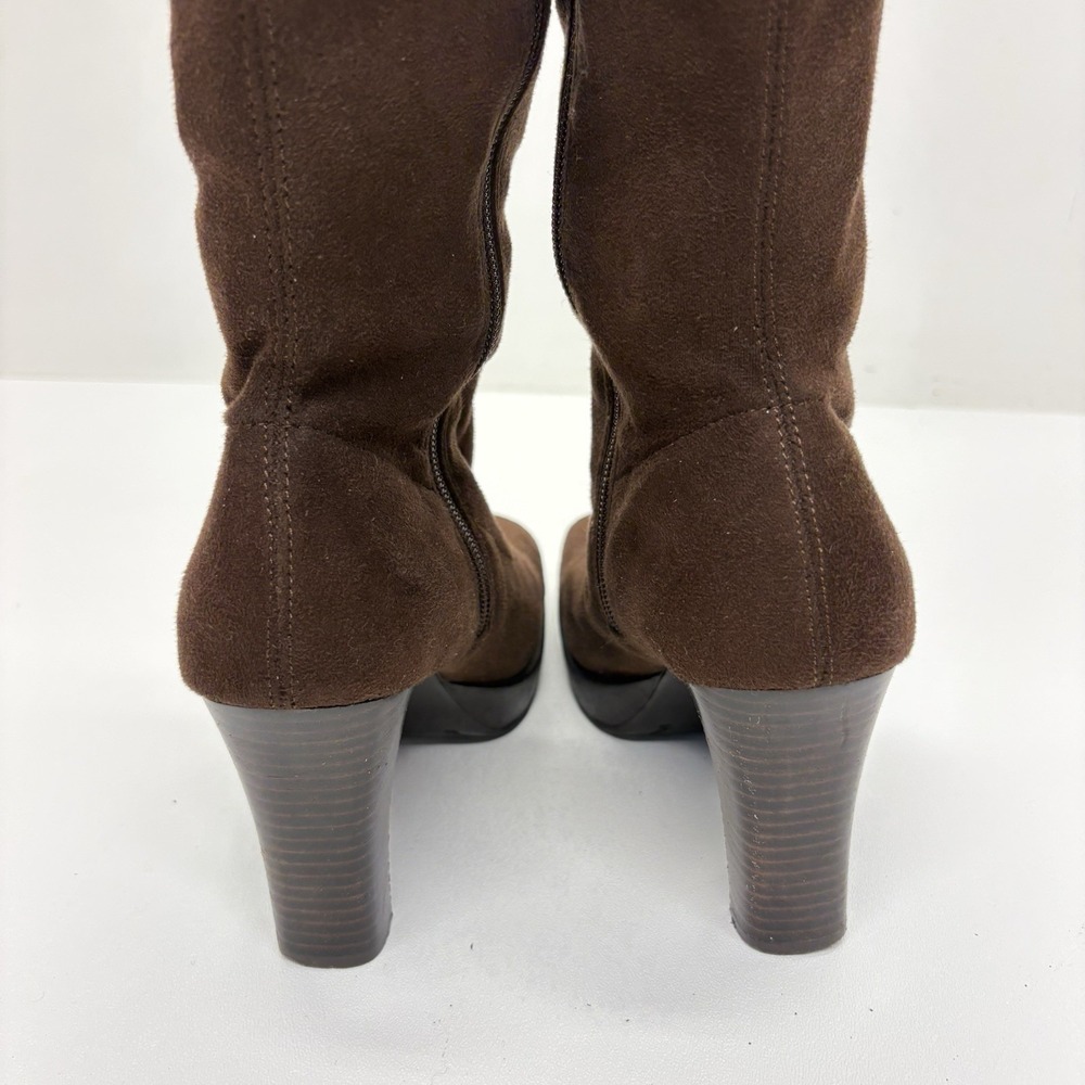 SKECHERS Y2K "Somethin' Else" Vintage Brown Retro Square Toe Knee High Boots 6 - Picture 8 of 14